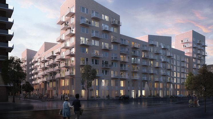 Ørestad Have, tegnet af Dorte Mandrup Arkitekter, bliver en blanding af almene og private lejeboliger 