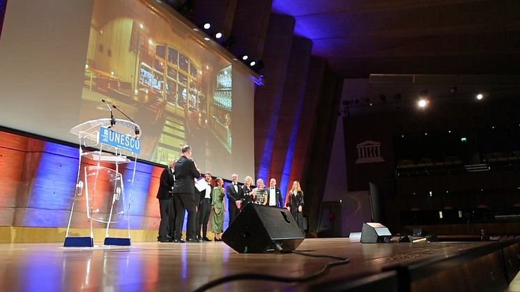 Stylt vinner Unescos pris för världens bästa hotelldesign - filmklipp från galan i Paris den 12 september 2019