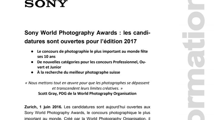​Sony World Photography Awards : les candidatures sont ouvertes pour l’édition 2017