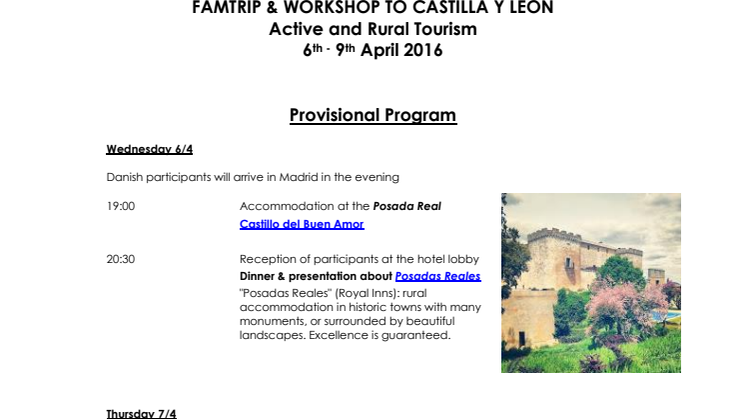 Famtrip to Castilla y León for the active and rural tourism trade
