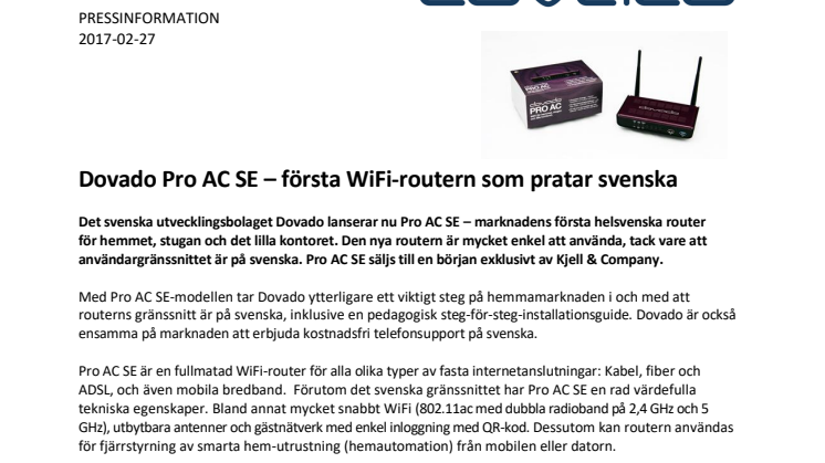 Dovado Pro AC SE – första WiFi-routern som pratar svenska