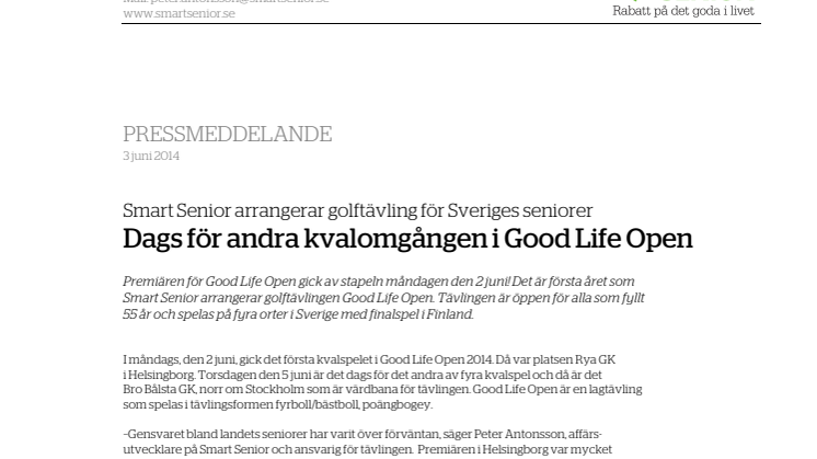 Good Life Open 2014 - spelas på Bro Bålsta GK
