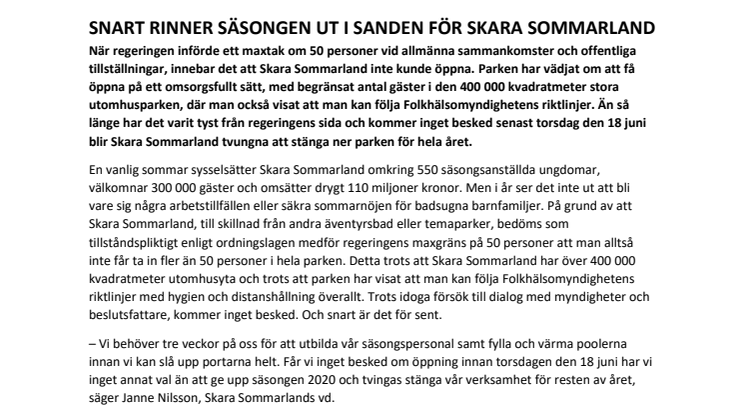 Snart rinner säsongen ut i sanden för Skara Sommarland
