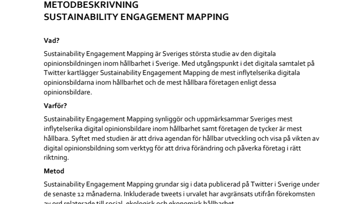 Metod - Sustainability Engagement Mapping