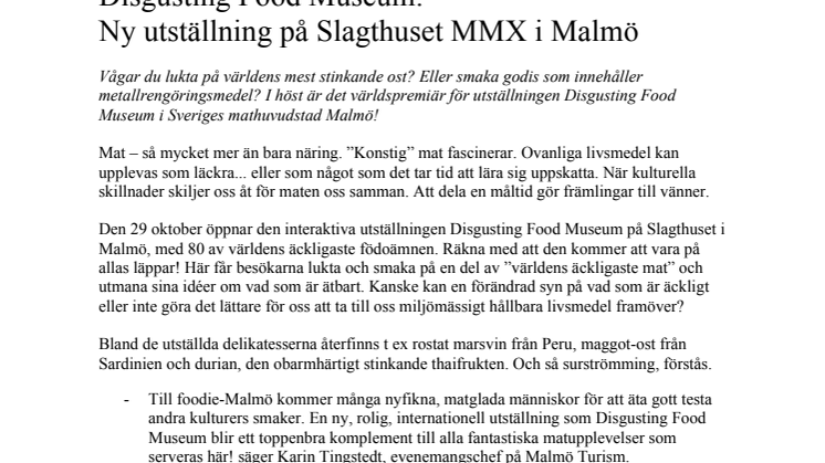 ​Disgusting Food Museum:  Ny utställning på Slagthuset MMX i Malmö