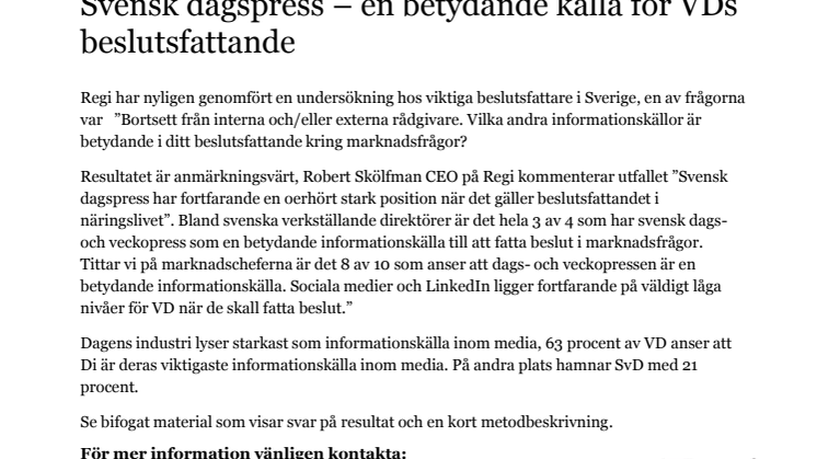 Svensk dagspress – en betydande källa för VDs beslutsfattande