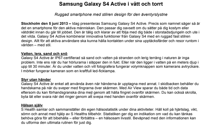 Samsung Galaxy S4 Active i vått och torrt