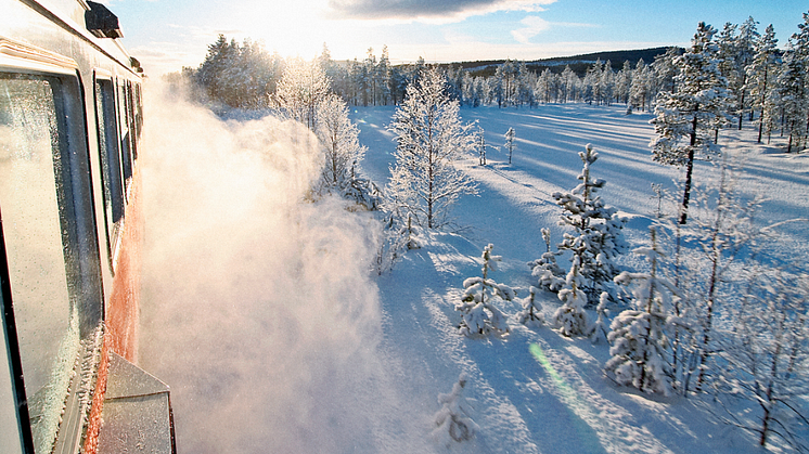 Snötåget trafikerar Inlandsbanan mellan Östersund och Mora för sjätte året