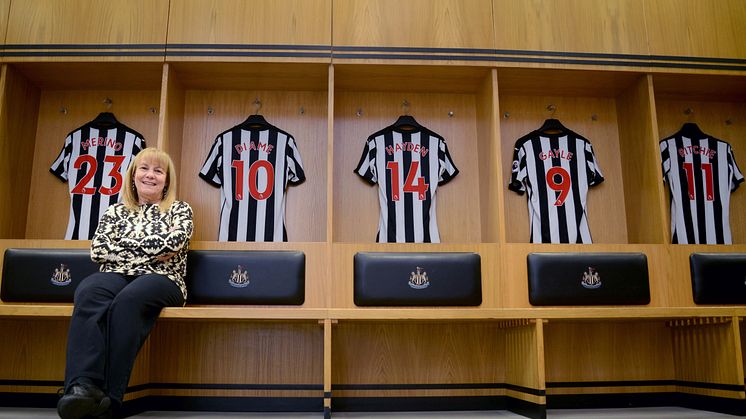 Dr Sandy Wolfson of Northumbria University pictured in Newcastle United's first team dressing room