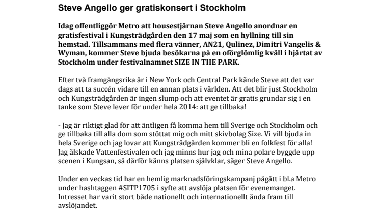 Steve Angello ger gratiskonsert i Stockholm