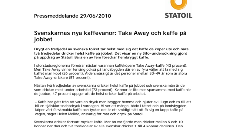 Svenskarnas nya kaffevanor: Take Away och kaffe på jobbet
