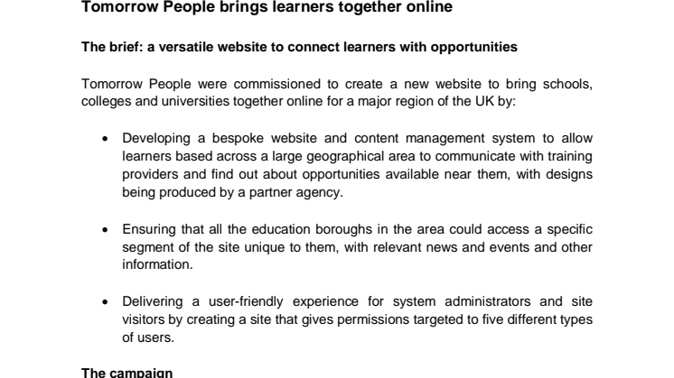 Tomorrow People brings learners together online