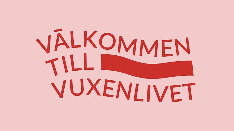 Välkommen till vuxenlivet logga med rosa bakgrund