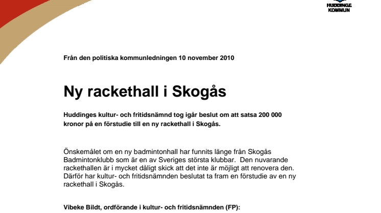 Ny rackethall i Skogås