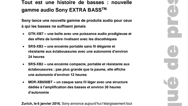 Tout est une histoire de basses : nouvelle gamme audio Sony EXTRA BASS