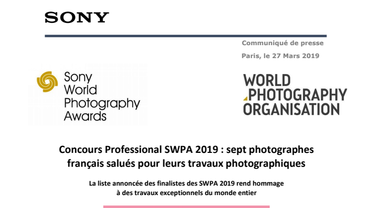 Concours Professional SWPA 2019 : sept photographes français salués pour leurs travaux photographiques 