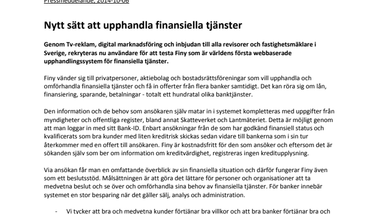 Nytt sätt att upphandla finansiella tjänster