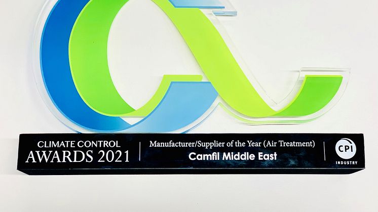 Camfil Middle East wins prestigious Manufacturer of the Year (Air Treatment) trophy at Climate Control Awards 2021