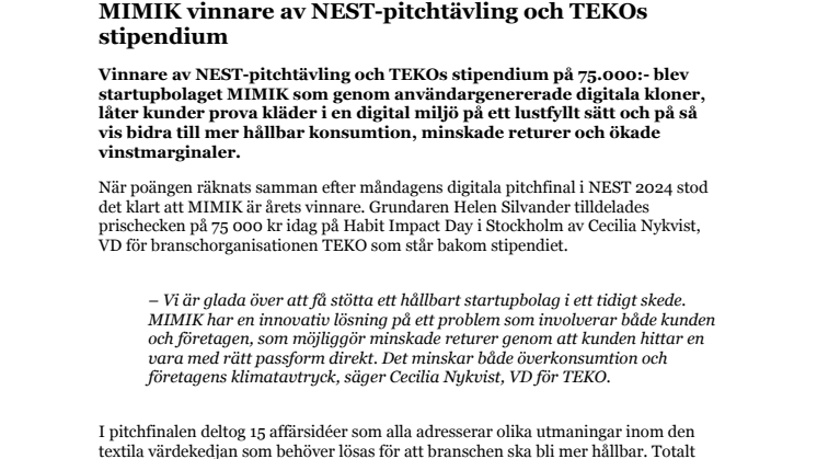 PM - MIMIK vinnare av NEST-pitchtävling och TEKOs stipendium.pdf