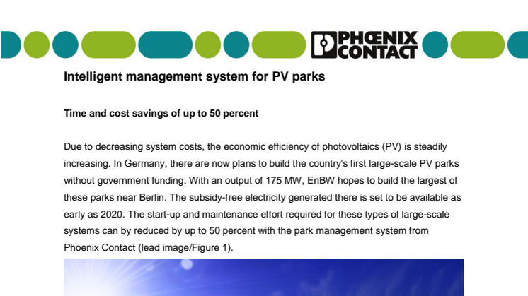 Intelligent management system for PV parks 