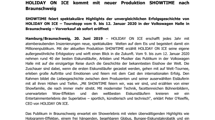 HOLIDAY ON ICE kommt mit neuer Produktion SHOWTIME nach Braunschweig