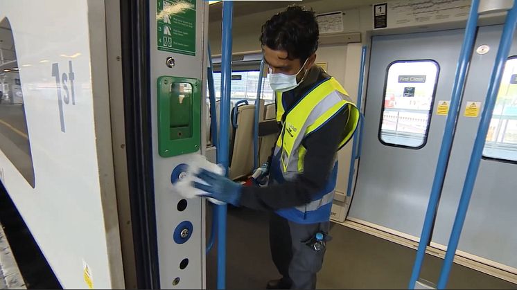 Applying long-lasting viricide to a Thameslink train