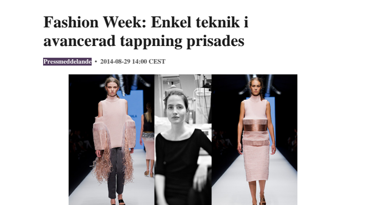 Fashion Week: Enkel teknik i avancerad tappning prisades