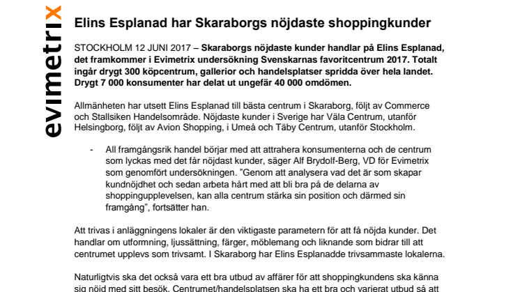 Elins Esplanad har Skaraborgs nöjdaste shoppingkunder
