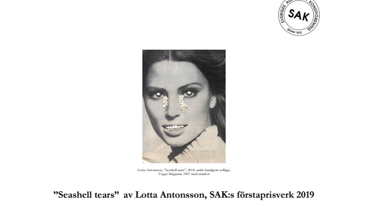 SVERIGES ALLMÄNNA KONSTFÖRENING – ”Seashell tears” av Lotta Antonsson är årets förstaprisverk