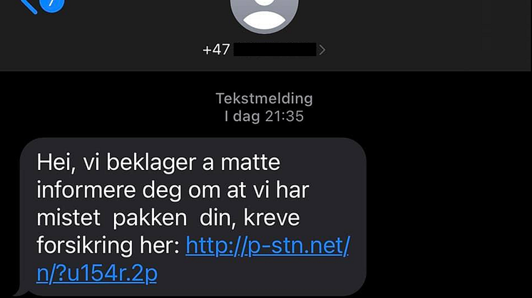 Eksempel på svindelforsøk per SMS