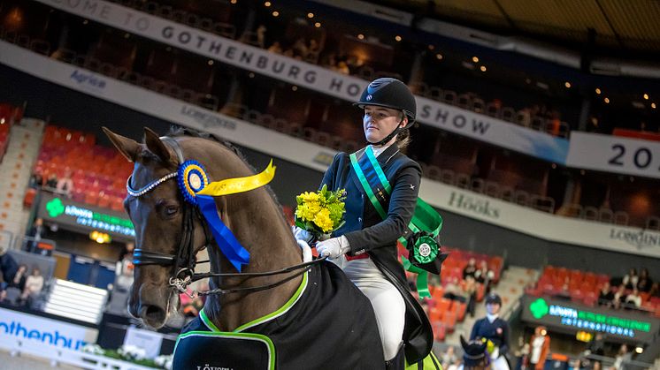 Josefine Hoffmann och Hoennerups Driver under LFC International på Gothenburg Horse Show, foto Roland Thunholm