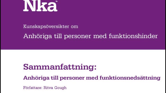 Sammanfattande kunskapsöversikt om anhöriga till personer med funktionsnedsättning