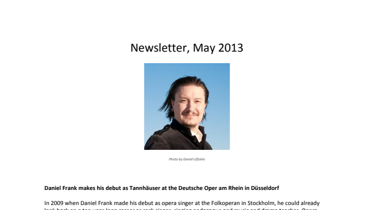 Newsletter, May 2013