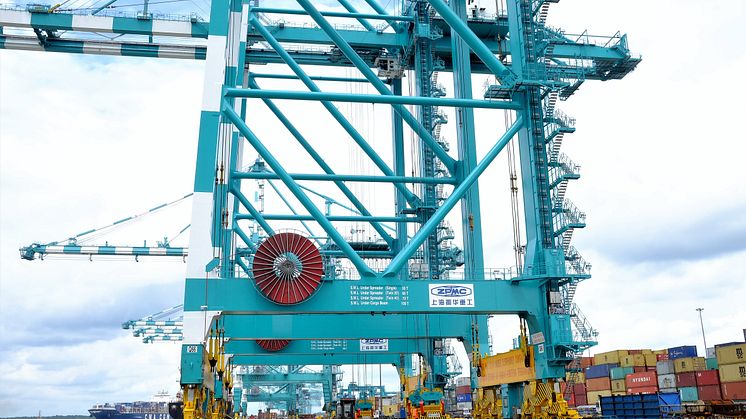 Reel power: Cavotec motorised cable reels on the ZPMC cranes at PTP in Malaysia. 