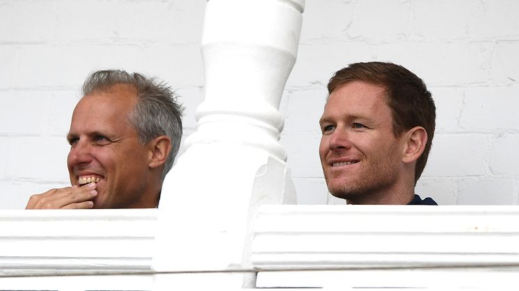 National selector Ed Smith (left) and England ODI captain Eoin Morgan pictured at Trent Bridge.
