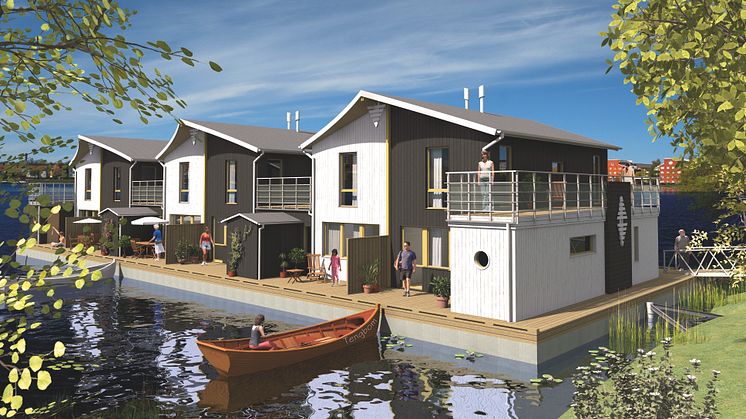 Flytande bostäder: Lägenheter som flyter på vattnet i Karlstad