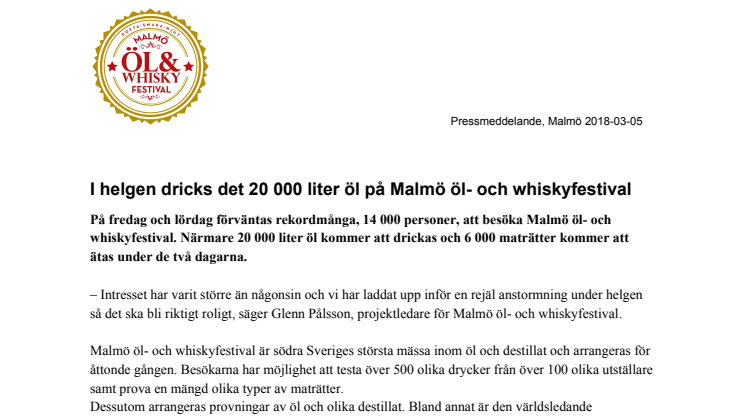 I helgen dricks det 20 000 liter öl på Malmö öl- och whiskyfestival