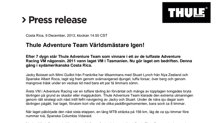 Thule Adventure Team Världsmästare Igen!