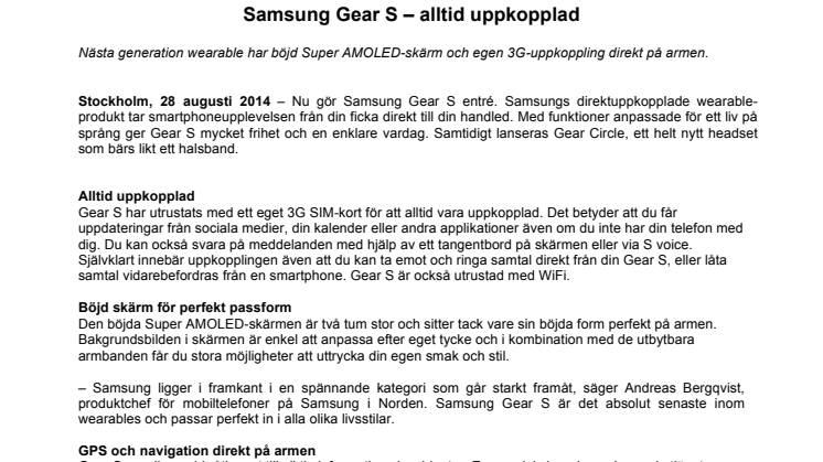 Samsung Gear S – alltid uppkopplad
