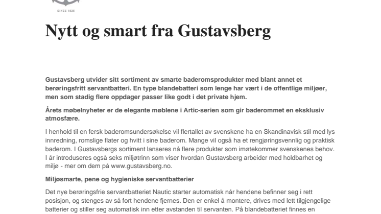 Nytt og smart fra Gustavsberg