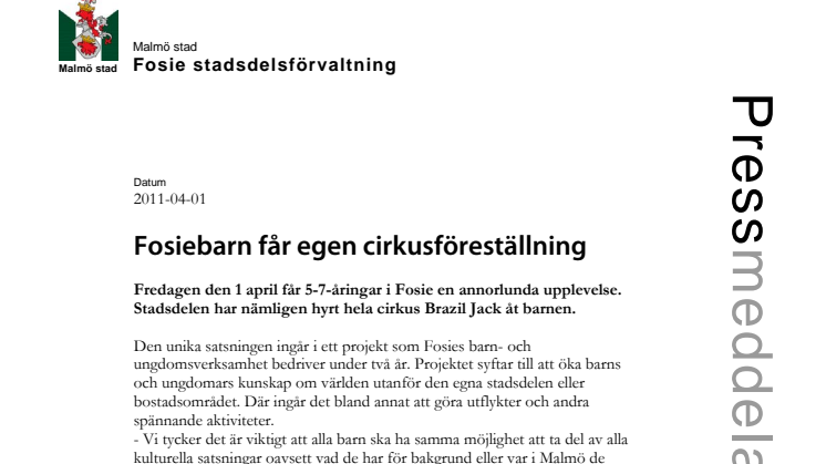 Fosiebarn får egen cirkusföreställning