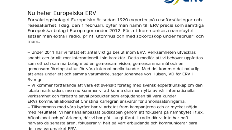 Nu heter Europeiska ERV