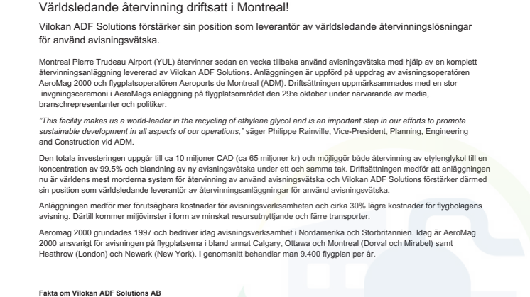 Världsledande återvinning driftsatt i Montreal!