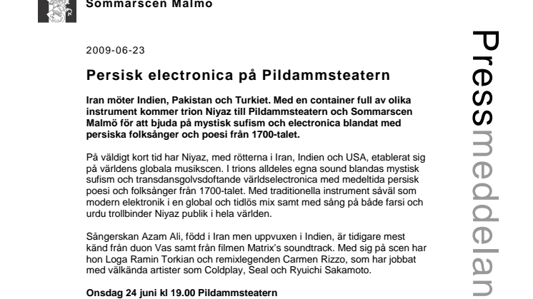 Persisk electronica på Pildammsteatern