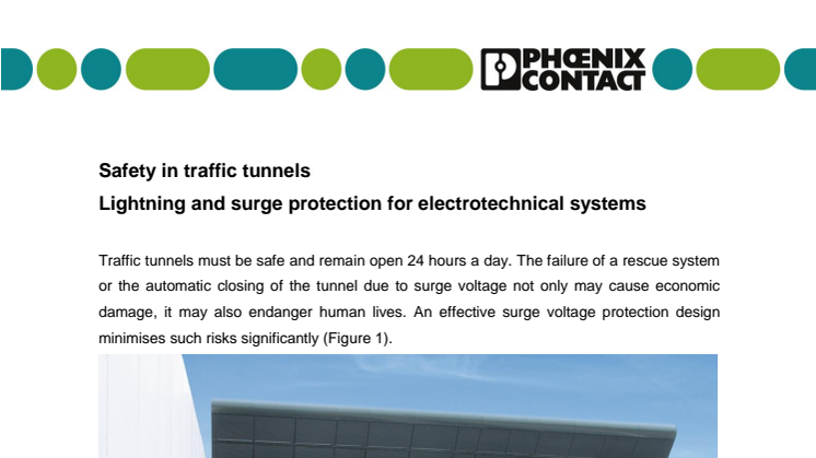 Safety in traffic tunnels- Lightning and surge protection for electrotechnical systems