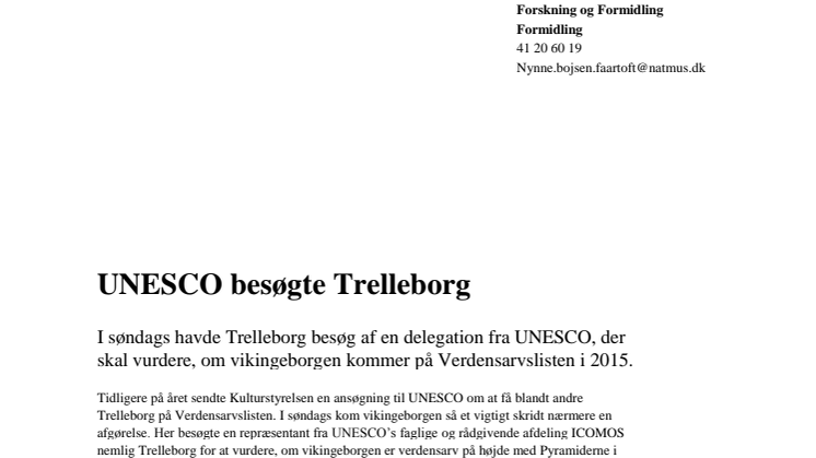 UNESCO besøgte Trelleborg