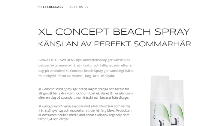 Pressrelease XL Concept Beach Spray