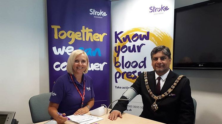 The Lord Mayor of Nottingham, Councillor Liaqat Ali and Lucy Burnip, Regional Fundraiser at the Stroke Association.
