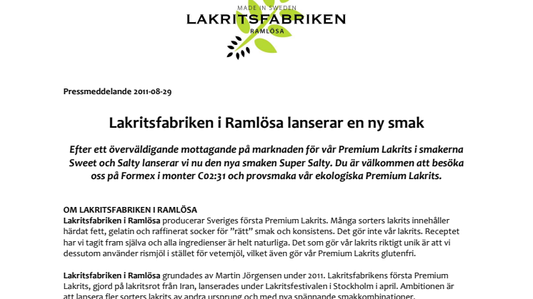 Lakritsfabriken i Ramlösa lanserar ny smak