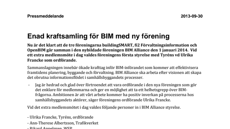 Enad kraftsamling för BIM med ny förening